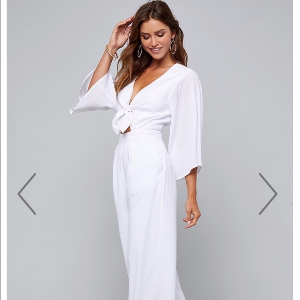 Bebe White Jumpsuit Elegant Wrap Design